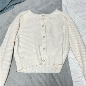 Workshop Republic Clothing Cream Cropped Cardigan Sweater